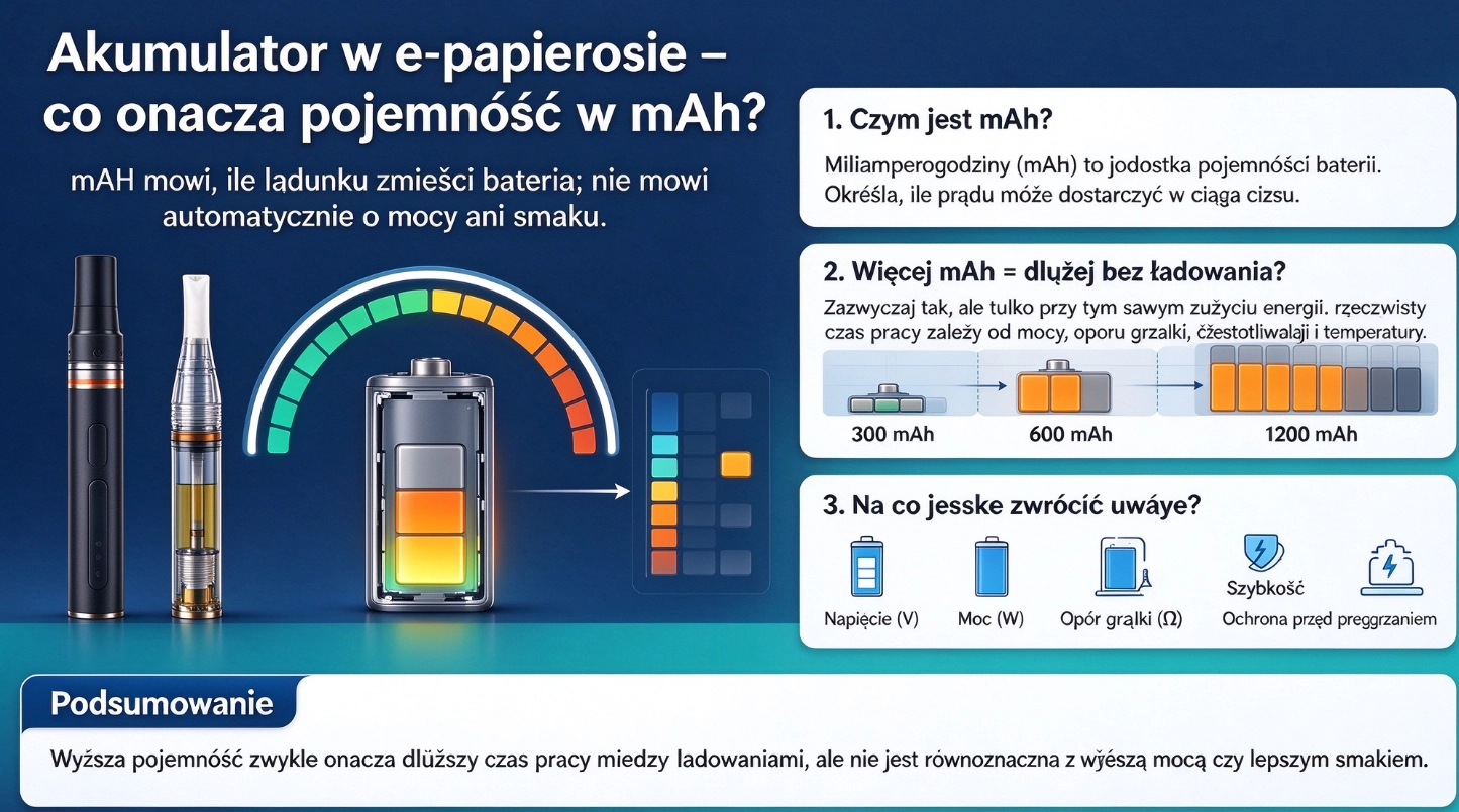 akumulator w e papierosie – co oznacza pojemność w mah